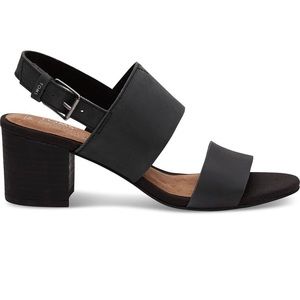 Toms black Suede Poppy Block Heel Sandals